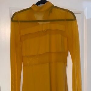 Elegant Mustard Long Sleeve Dress